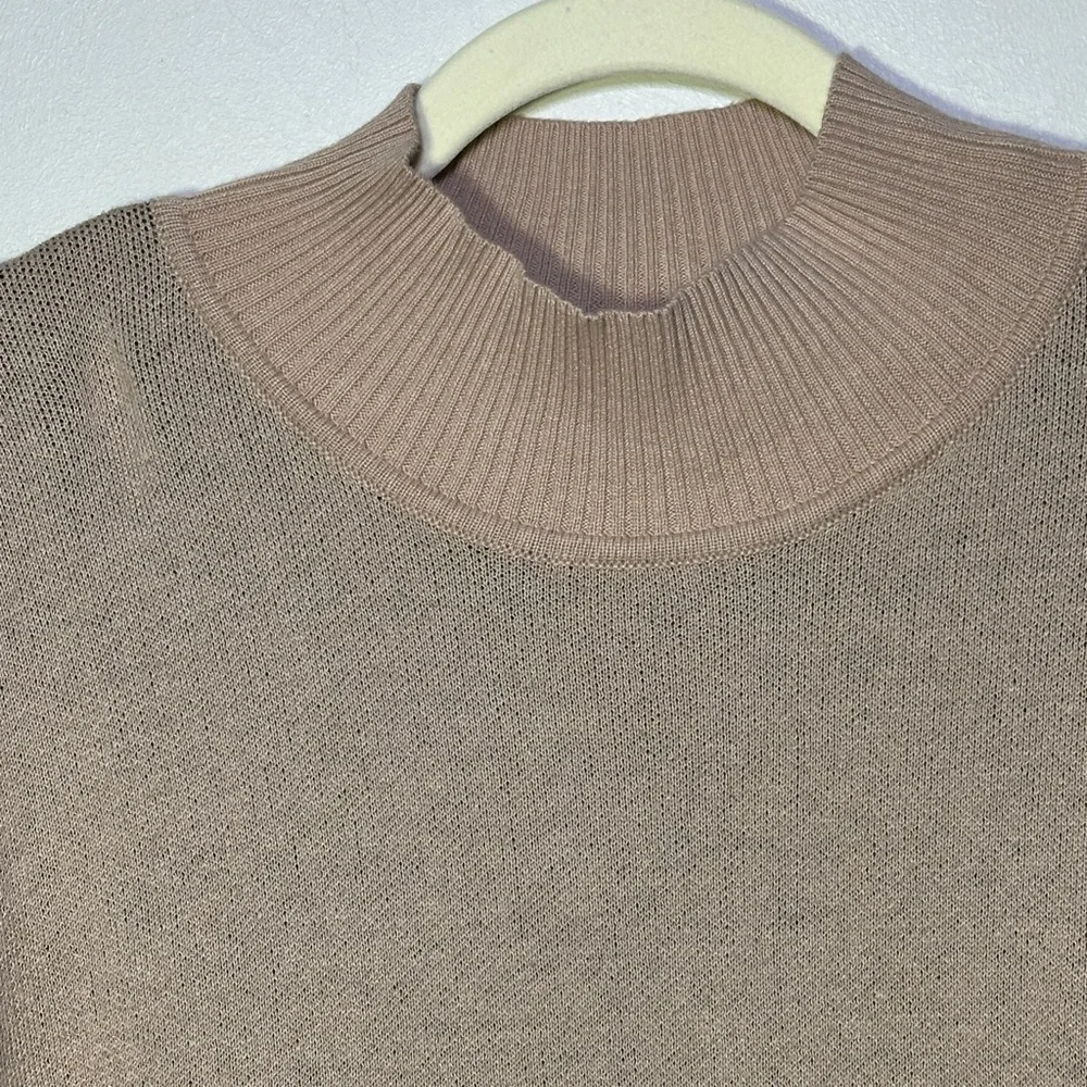 Leopard High Neck Side Slit Oversized Sweater size 2XL Cozy Minimalist Chic
